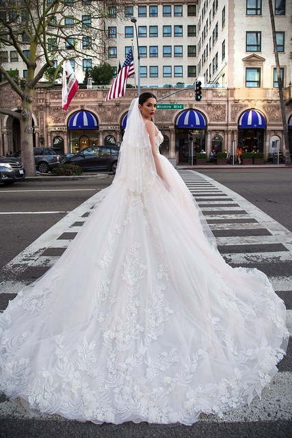 Свадебное платье Penelope. Силуэт Пышное, А-силуэт. Цвет Айвори / Капучино, оттенки Розового. Вид 2