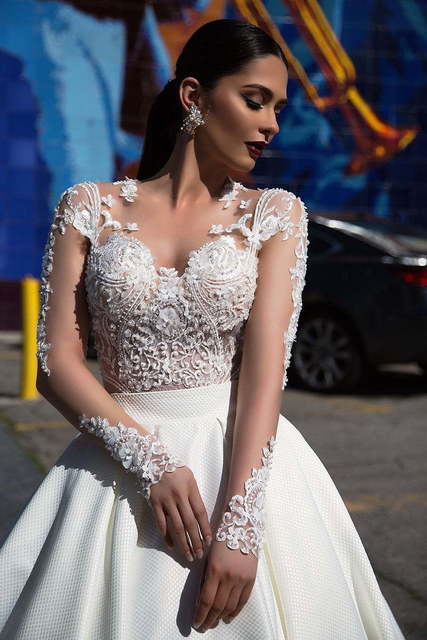 Свадебное платье Michelle. Силуэт Пышное, А-силуэт. Цвет Айвори / Капучино, Белый / Молочный. Вид 4