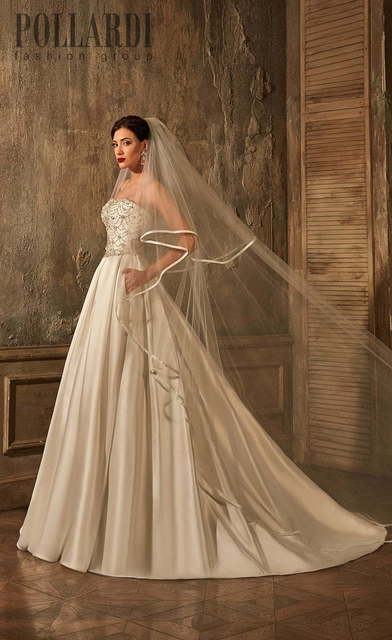 Свадебное платье Bemore. Силуэт А-силуэт. Цвет Белый / Молочный, Пепельный / Металлик. Вид 3