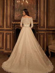 Свадебное платье Randy. Силуэт А-силуэт. Цвет Айвори / Капучино, Персик / Оранжевый, оттенки Розового. Вид 2