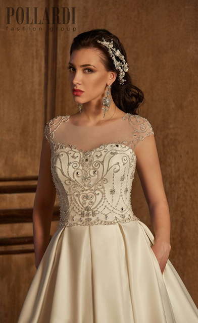 Свадебное платье Espiral. Силуэт А-силуэт. Цвет Айвори / Капучино, Белый / Молочный. Вид 4