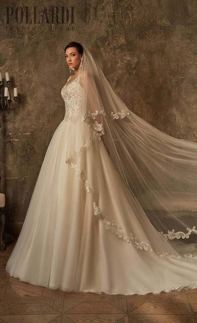 Свадебное платье Rosal. Силуэт А-силуэт. Цвет Айвори / Капучино, Белый / Молочный. Вид 3