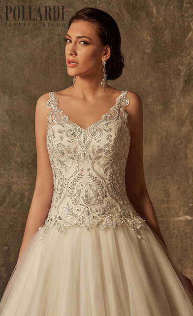 Свадебное платье Rosal. Силуэт А-силуэт. Цвет Айвори / Капучино, Белый / Молочный. Вид 4