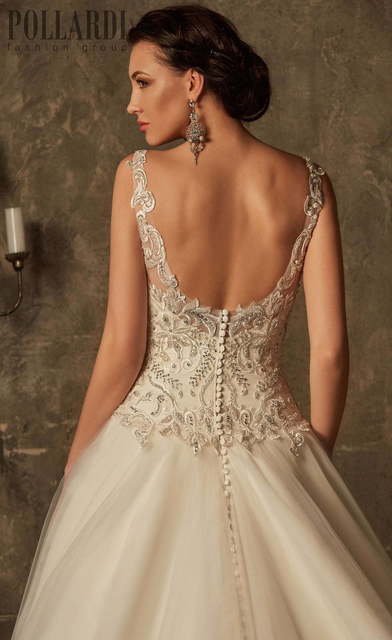 Свадебное платье Rosal. Силуэт А-силуэт. Цвет Айвори / Капучино, Белый / Молочный. Вид 5