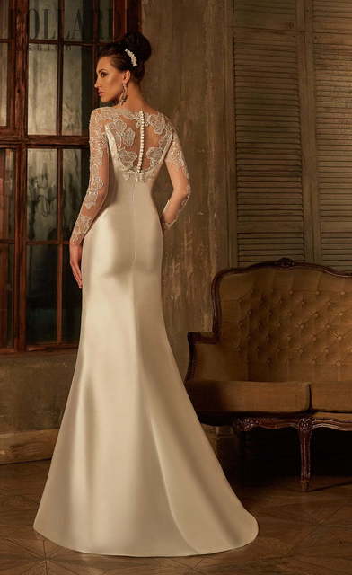 Свадебное платье Riba. Силуэт Рыбка, А-силуэт. Цвет Айвори / Капучино, Белый / Молочный. Вид 3