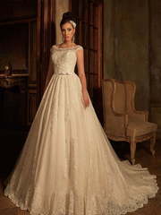 Свадебное платье Dolivia. Силуэт Пышное, А-силуэт. Цвет Айвори / Капучино. Вид 1