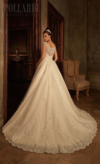 Свадебное платье Dolivia. Силуэт Пышное, А-силуэт. Цвет Айвори / Капучино. Вид 2