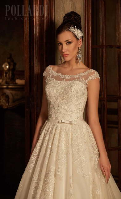 Свадебное платье Dolivia. Силуэт Пышное, А-силуэт. Цвет Айвори / Капучино. Вид 3