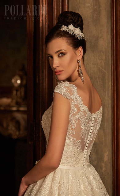 Свадебное платье Dolivia. Силуэт Пышное, А-силуэт. Цвет Айвори / Капучино. Вид 4