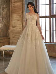 Свадебное платье Daima. Силуэт А-силуэт. Цвет Белый / Молочный, Айвори / Капучино. Вид 1