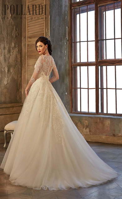 Свадебное платье Daima. Силуэт А-силуэт. Цвет Айвори / Капучино, Белый / Молочный. Вид 2