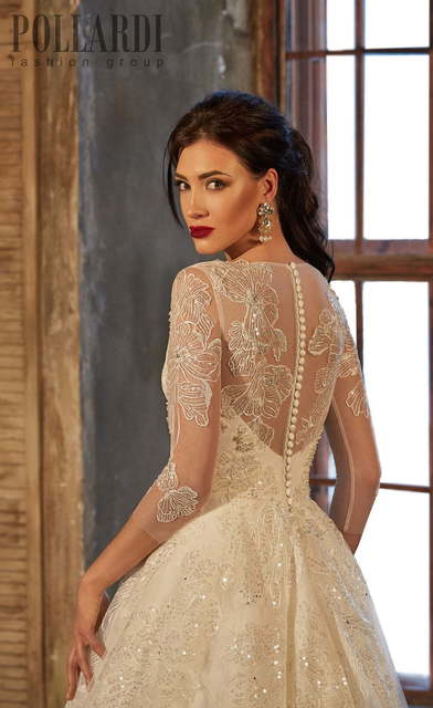 Свадебное платье Daima. Силуэт А-силуэт. Цвет Айвори / Капучино, Белый / Молочный. Вид 3