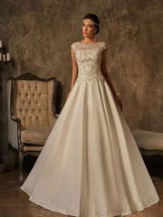 Свадебное платье Lomina. Силуэт А-силуэт. Цвет Айвори / Капучино. Вид 1