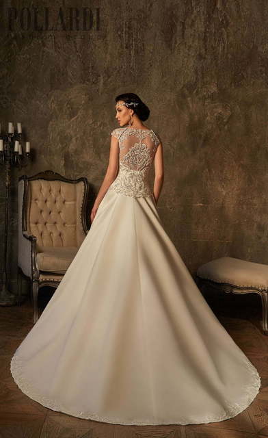 Свадебное платье Lomina. Силуэт А-силуэт. Цвет Айвори / Капучино. Вид 2