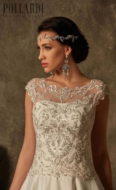 Свадебное платье Lomina. Силуэт А-силуэт. Цвет Айвори / Капучино. Вид 3