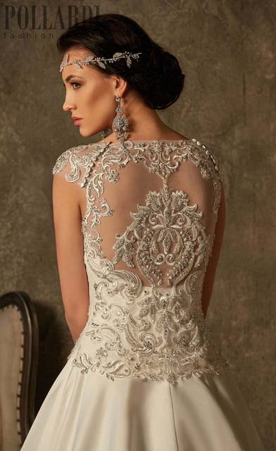 Свадебное платье Lomina. Силуэт А-силуэт. Цвет Айвори / Капучино. Вид 4