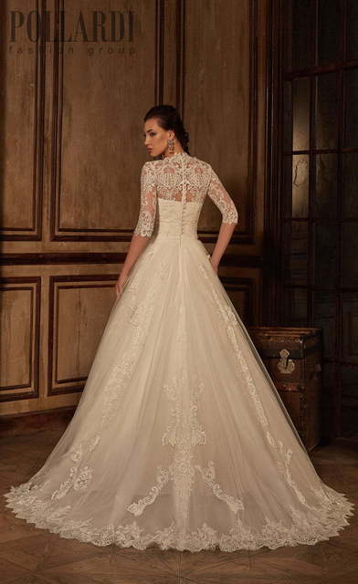 Свадебное платье Lovini. Силуэт А-силуэт. Цвет Айвори / Капучино. Вид 2