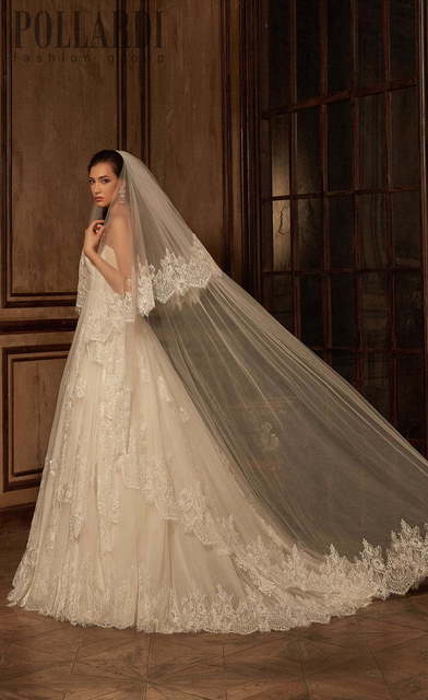 Свадебное платье Lovini. Силуэт А-силуэт. Цвет Айвори / Капучино. Вид 4