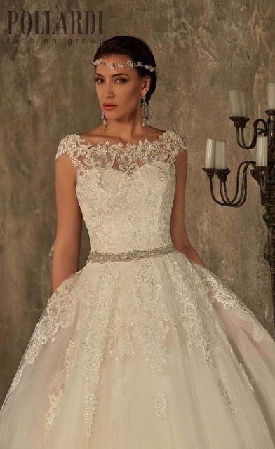 Свадебное платье Lofesso. Силуэт А-силуэт. Цвет Айвори / Капучино, Белый / Молочный. Вид 3