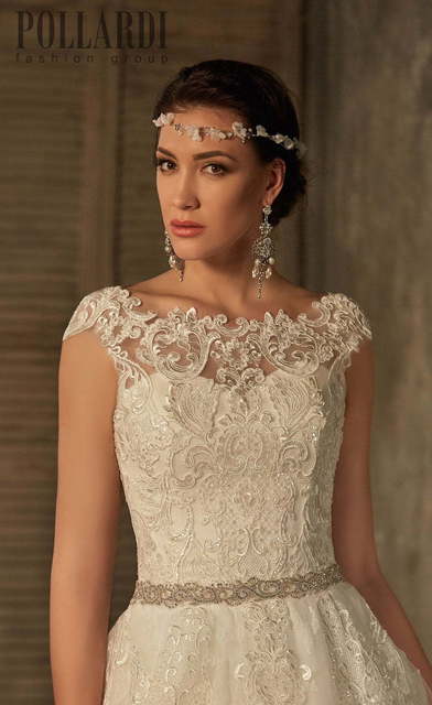 Свадебное платье Lofesso. Силуэт А-силуэт. Цвет Айвори / Капучино, Белый / Молочный. Вид 4