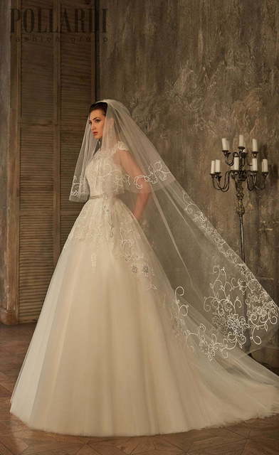 Свадебное платье Lofesso. Силуэт А-силуэт. Цвет Айвори / Капучино, Белый / Молочный. Вид 5