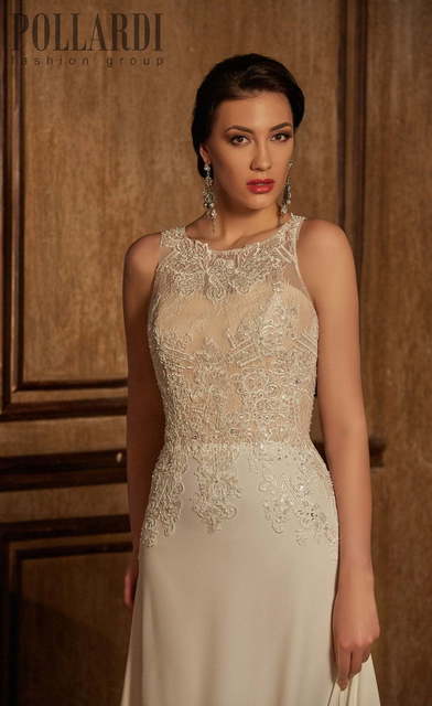 Свадебное платье Loso. Силуэт А-силуэт, Прямое. Цвет Айвори / Капучино, Белый / Молочный. Вид 3