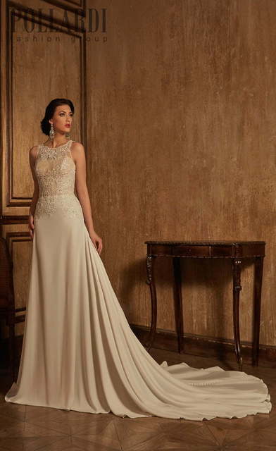 Свадебное платье Loso. Силуэт А-силуэт, Прямое. Цвет Айвори / Капучино, Белый / Молочный. Вид 4