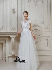Свадебное платье Jazz. Силуэт А-силуэт, Прямое. Цвет Белый / Молочный. Вид 1