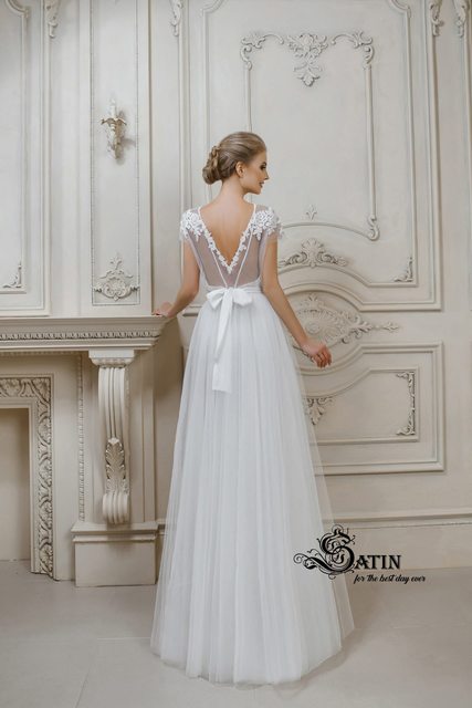 Свадебное платье Jazz. Силуэт А-силуэт, Прямое. Цвет Белый / Молочный. Вид 2