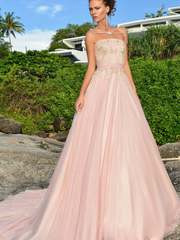 Свадебное платье Ава. Силуэт А-силуэт. Цвет оттенки Розового. Вид 1