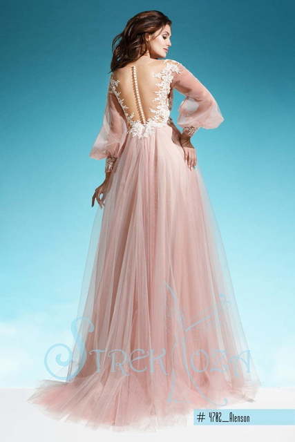 Свадебное платье Аленсон. Силуэт А-силуэт. Цвет оттенки Розового. Вид 2