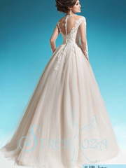 Свадебное платье Аужани. Силуэт А-силуэт. Цвет Айвори / Капучино. Вид 2