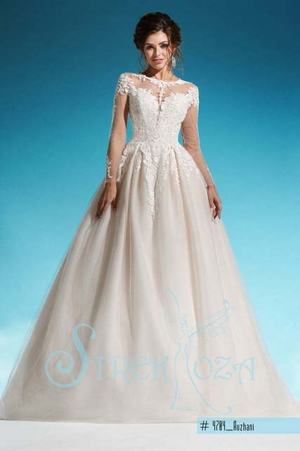 Свадебное платье Аужани. Силуэт А-силуэт. Цвет Айвори / Капучино. Вид 5