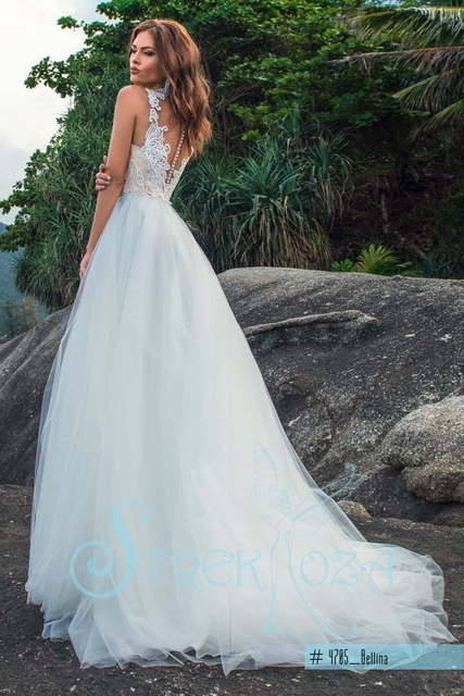 Свадебное платье Беллина. Силуэт А-силуэт. Цвет Айвори / Капучино, Белый / Молочный. Вид 2