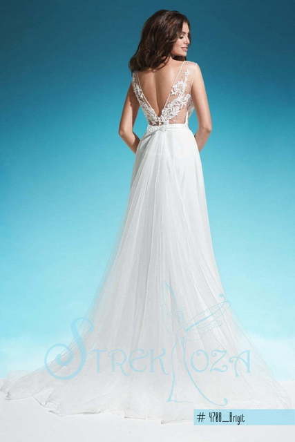 Свадебное платье Бригит. Силуэт А-силуэт, Прямое. Цвет Белый / Молочный. Вид 2