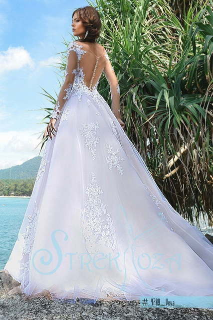 Свадебное платье Вева. Силуэт А-силуэт. Цвет Белый / Молочный, оттенки Розового. Вид 2