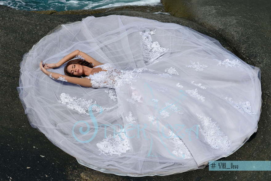 Свадебное платье Вева. Силуэт А-силуэт. Цвет Белый / Молочный, оттенки Розового. Вид 3