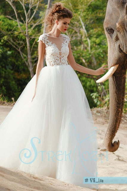 Свадебное платье Лилио. Силуэт Пышное, А-силуэт. Цвет Белый / Молочный. Вид 3