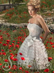 Свадебное платье Зое. Силуэт А-силуэт. Цвет Айвори / Капучино, оттенки Розового. Вид 1