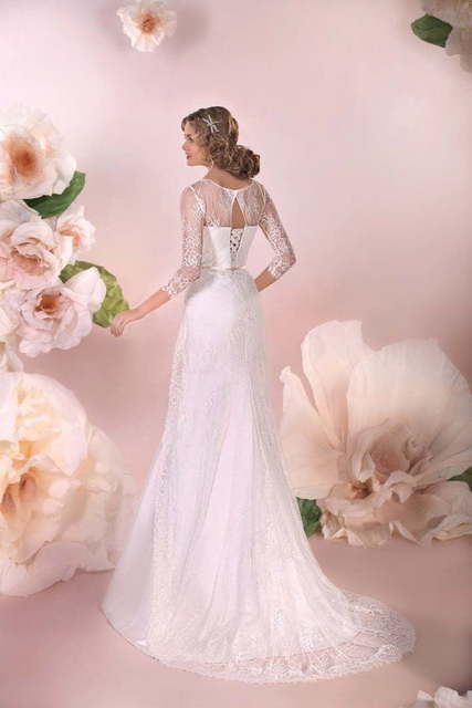 Свадебное платье Остин. Силуэт Рыбка, А-силуэт. Цвет Белый / Молочный. Вид 2