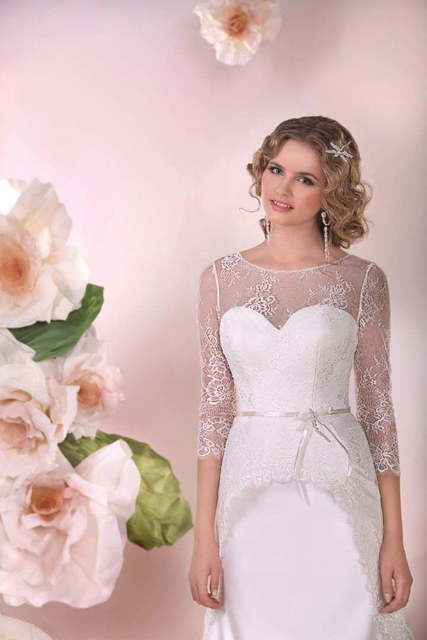 Свадебное платье Остин. Силуэт Рыбка, А-силуэт. Цвет Белый / Молочный. Вид 3