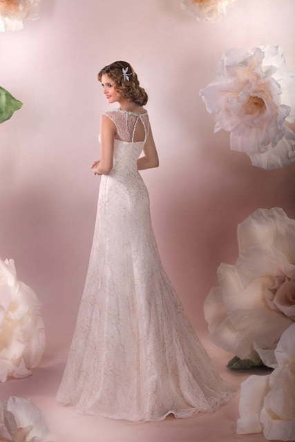 Свадебное платье Тэльма. Силуэт Рыбка, А-силуэт. Цвет Айвори / Капучино. Вид 2