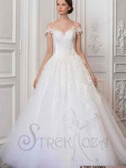 Свадебное платье Баронда. Силуэт А-силуэт. Цвет Белый / Молочный. Вид 1