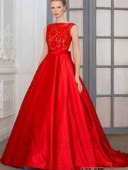 Свадебное платье Жасмин. Силуэт А-силуэт. Цвет Красный / Марсала. Вид 1