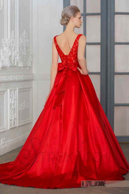 Свадебное платье Жасмин. Силуэт А-силуэт. Цвет Красный / Марсала. Вид 2