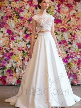 Свадебное платье Лаодис. Силуэт А-силуэт. Цвет Белый / Молочный. Вид 1