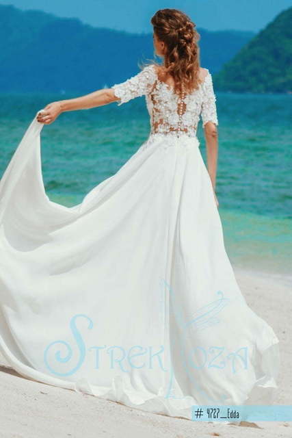 Свадебное платье Эдда. Силуэт А-силуэт. Цвет Белый / Молочный. Вид 2