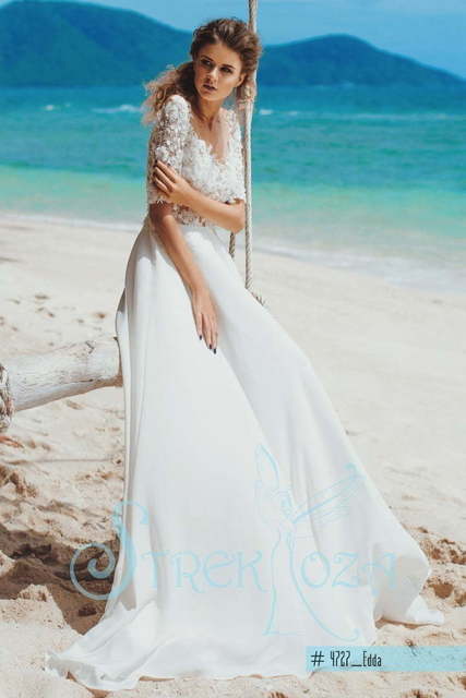 Свадебное платье Эдда. Силуэт А-силуэт. Цвет Белый / Молочный. Вид 3