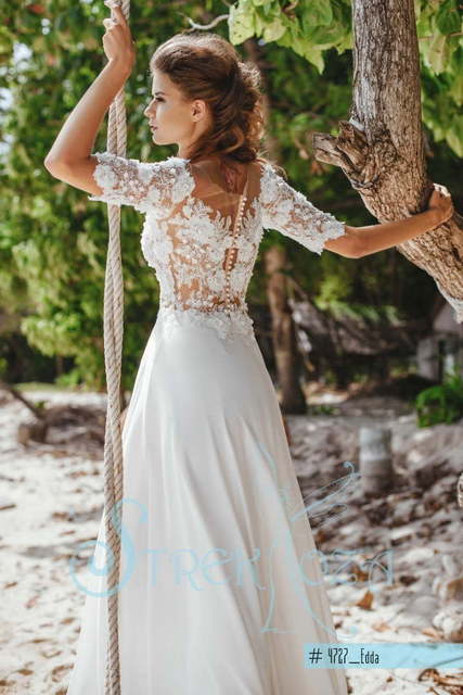 Свадебное платье Эдда. Силуэт А-силуэт. Цвет Белый / Молочный. Вид 4