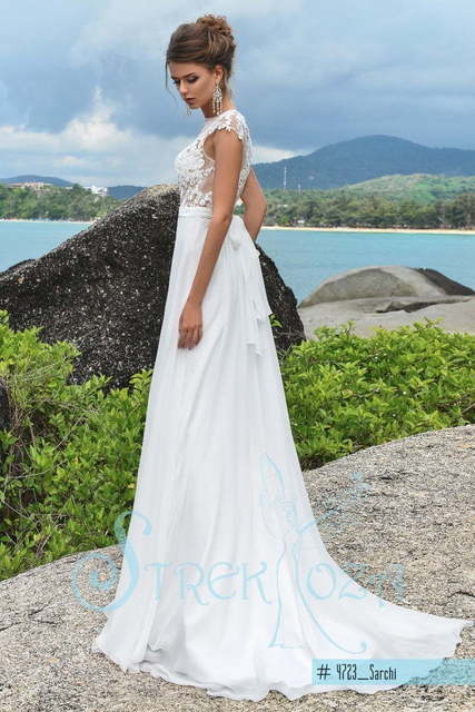 Свадебное платье Сарчи. Силуэт А-силуэт, Прямое. Цвет Белый / Молочный. Вид 2